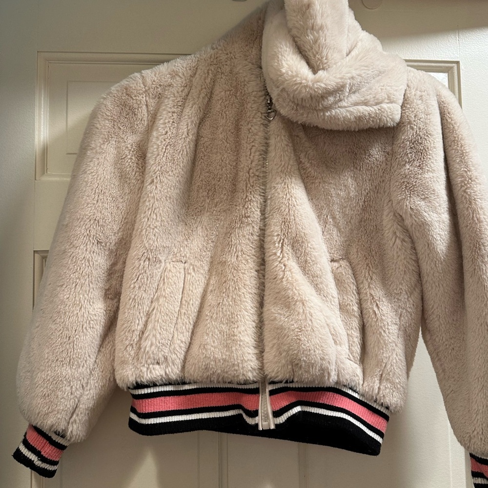 Urban republic white faux fur hooded jacket